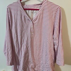 Cuddl Duds L pink print striped top women’s.